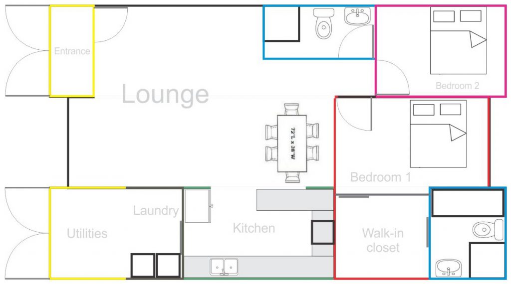 My Big Idea - Basic Floor Plan for 2x 40' Shipping Containers