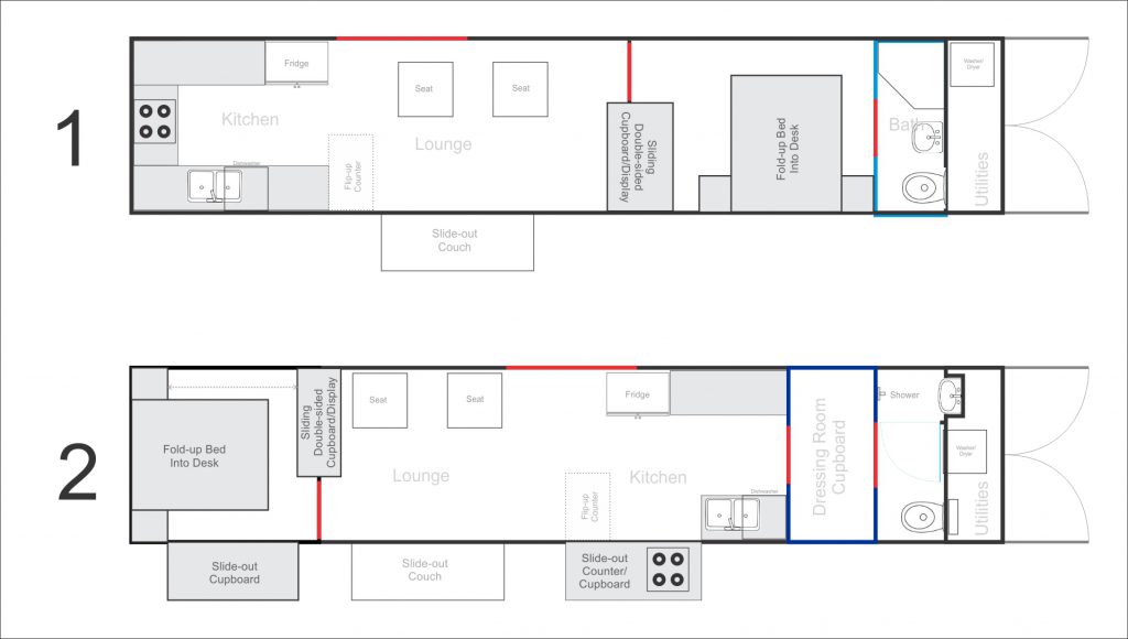 Basic Floorplans for 1x 40ft